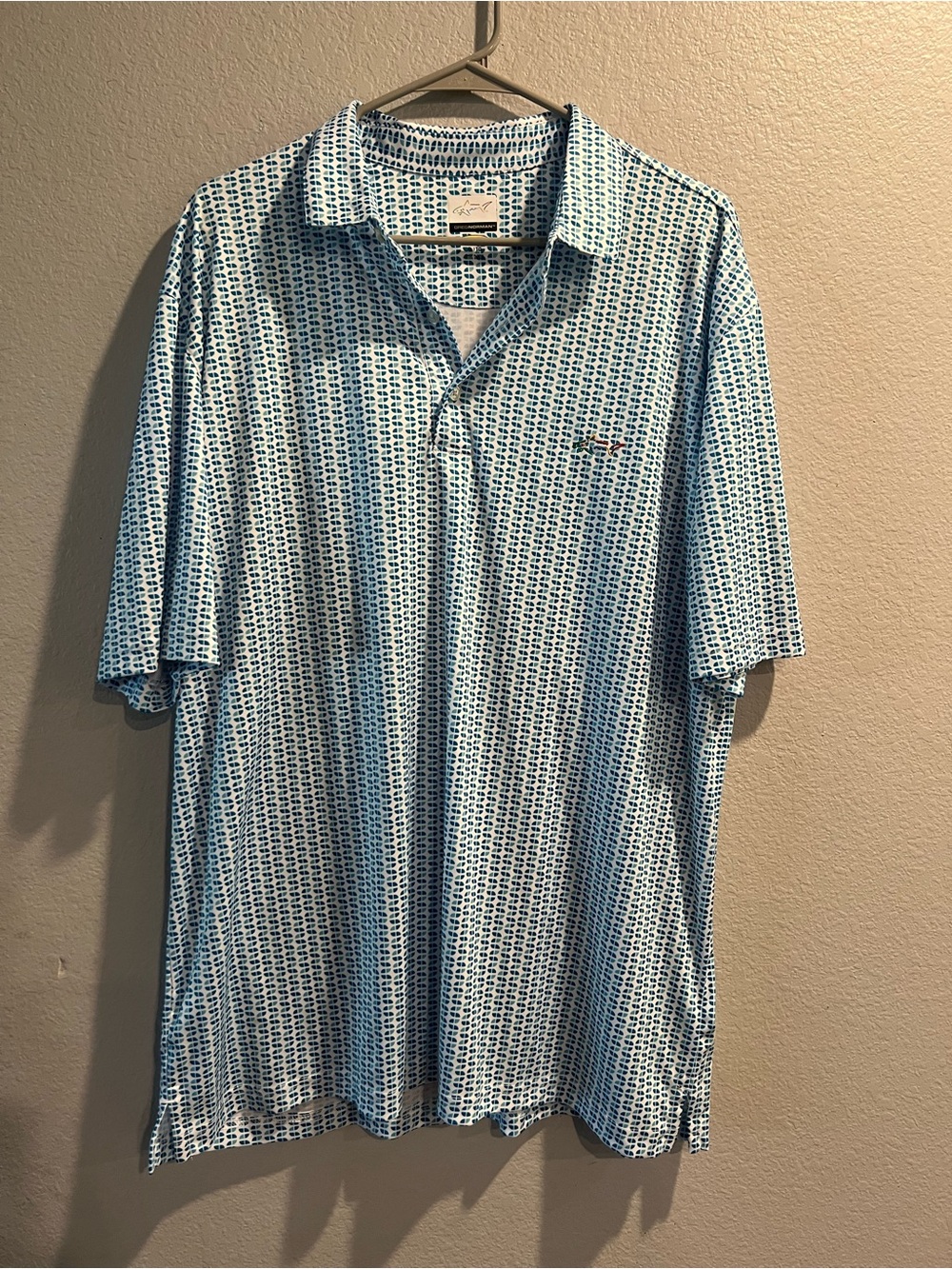 Greg Norman Collection Light Blue Patterned Men’s Polo